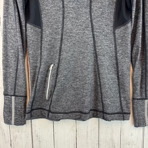 Lululemon Heathered Black Run Back On Track Pullover Hoodie Slim Fit Size 10 - Picture 10 of 15
